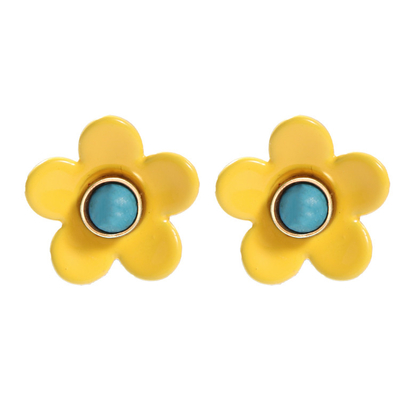 女性のために多彩なOEM ODMの花のエナメルのイヤリング5g/Pair