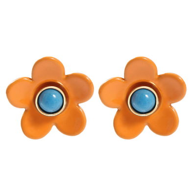 女性のために多彩なOEM ODMの花のエナメルのイヤリング5g/Pair