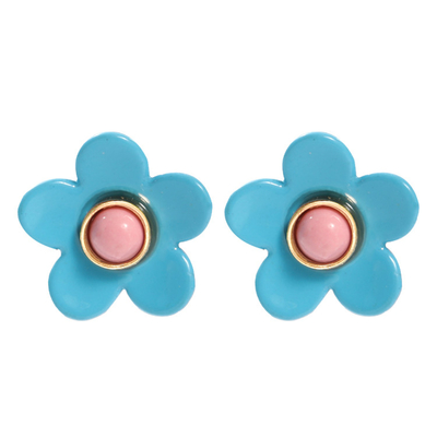 女性のために多彩なOEM ODMの花のエナメルのイヤリング5g/Pair