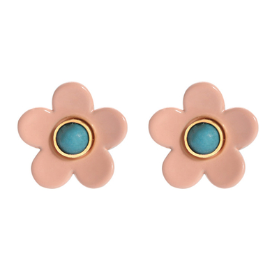女性のために多彩なOEM ODMの花のエナメルのイヤリング5g/Pair