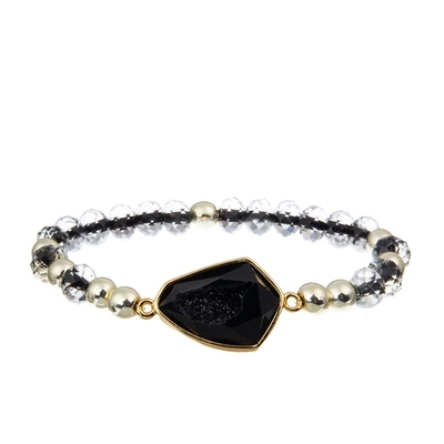 涼しいRound Beads Bracelet Set Druzyの魅力と小型女性黒いFacted